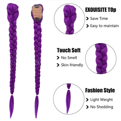 Braided Ponytail Hair Extension 26 Inch Clip-In Synthetic Braid