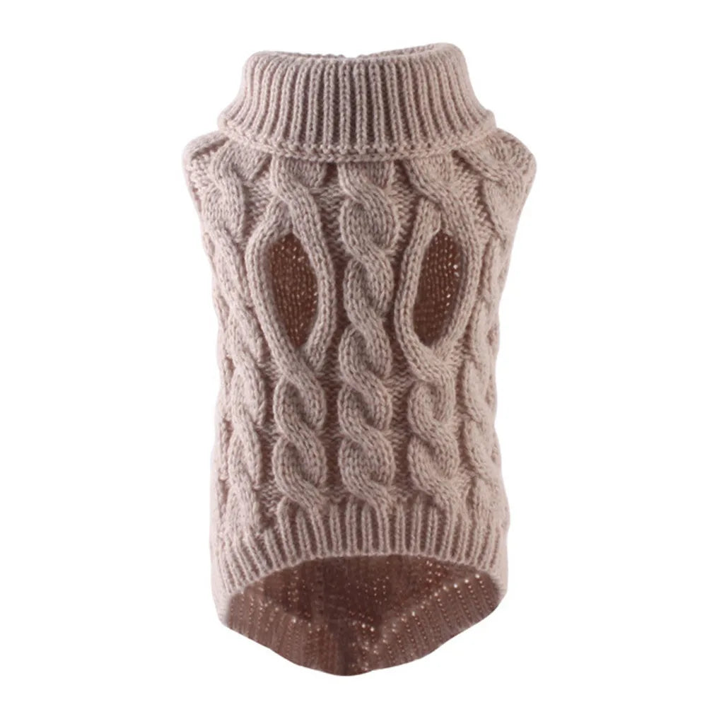 Cable Knit Dog Sweater – Warm Winter Turtleneck for Small Dogs