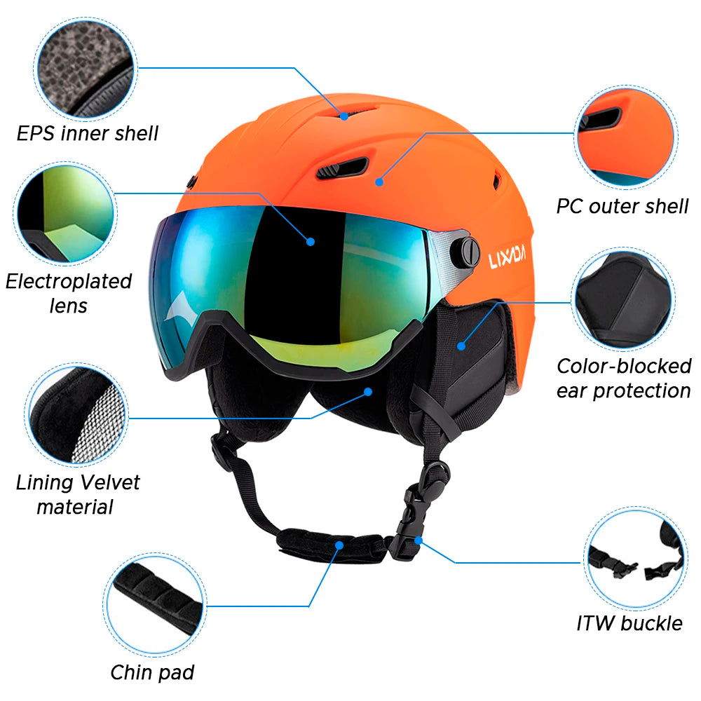 Ski Helmet with Integrated Visor Goggles – Unisex Snowboard Helmet