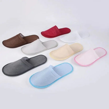5-10 Pairs Disposable Slippers Women Men Home Soft Plush Slides Unisex Travel Hotel Households