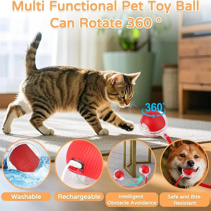 Interactive Cat Ball Toy – Automatic Rolling with Faux Tail, USB Rechargeable