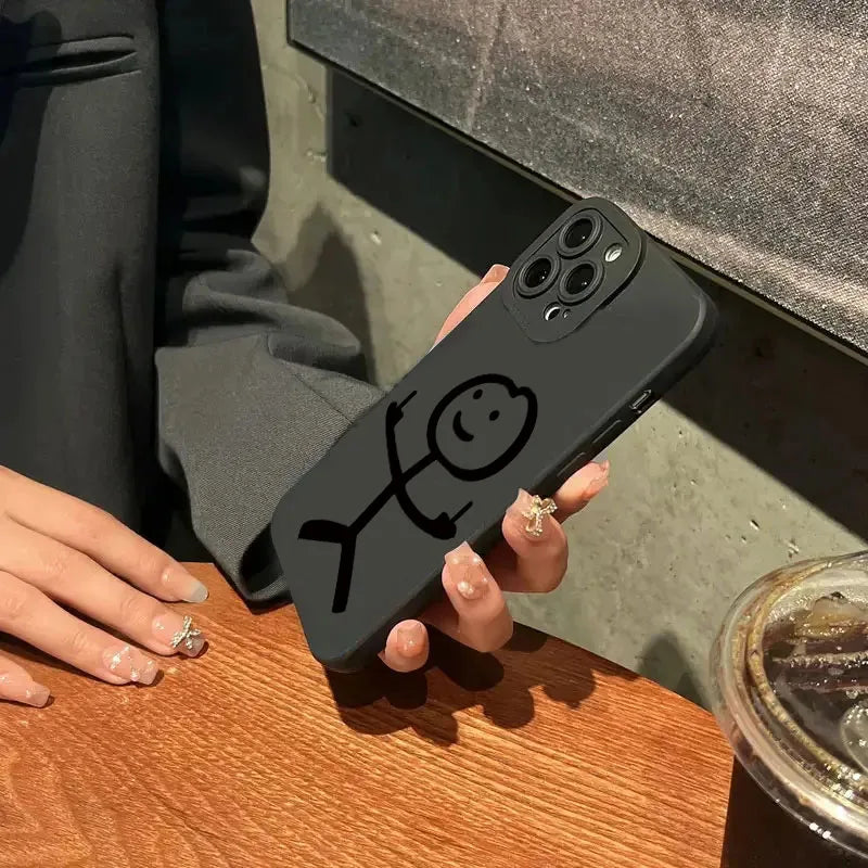 Cute Cartoon Matchman Matte Silicone Phone Case Iphone 16 11 12 13 14 15 17 Pro Max Xr Xs X 7 8 Plus