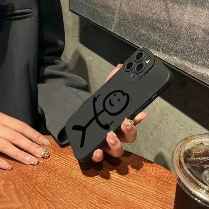 Cute Cartoon Matchman Matte Silicone Phone Case Iphone 16 11 12 13 14 15 17 Pro Max Xr Xs X 7 8 Plus