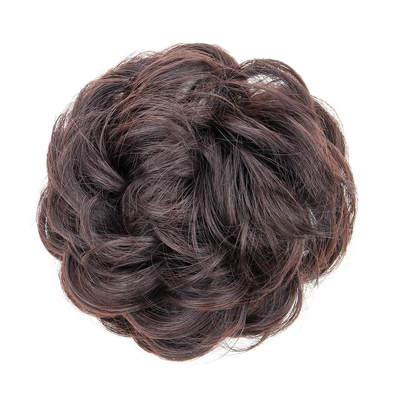 Synthetic Messy Bun Chignon Donut Hair Pad Elastic Rope Rubber Band Black Brown Blonde Hairpiece