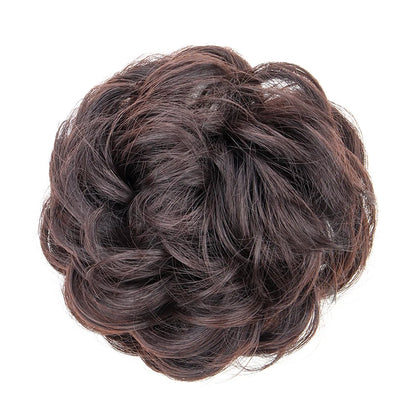 Synthetic Messy Bun Chignon Donut Hair Pad Elastic Rope Rubber Band Black Brown Blonde Hairpiece