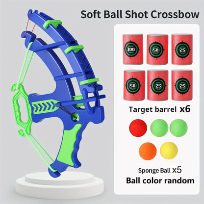 Kids Soft Ball Crossbow Toy Set with Target Barrels & Sponge Balls