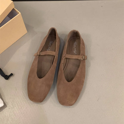 Women's Soft Suede Ballet Flats – Mary Jane Slip-On Shoes