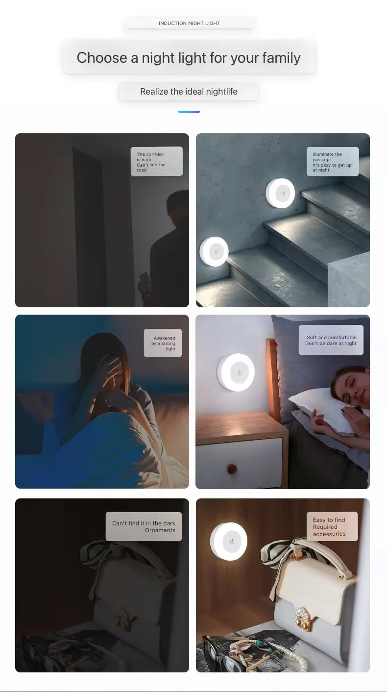 Energy Saving Led Touch Sensor Night Lights Usb Rechargeable Magnetic Wall Light Room Aisle Bedroom