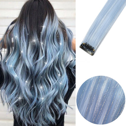 Clip Hair Extensions 6pcs Pack Colored Party Highlights 22 Inches Multi-Colors Straight Hair