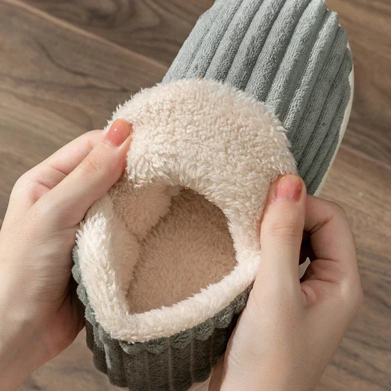 Fur Slippers Women Men Winter Warm Plush Indoor Slides