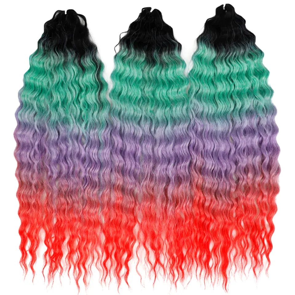 Idol 300g 22 Inch Ariel Curl Hair Water Wave Twist Crochet Synthetic Ombre Rainbow Color Braiding
