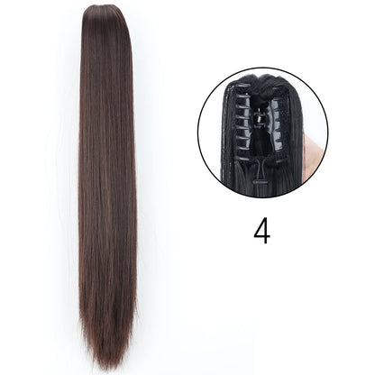 Synthetic Long Straight Claw Clip Ponytail Hair Extensions 24inch Heat Resistant Pony Tail Piece