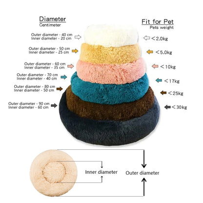 Round Plush Pet Bed – Super Soft Donut Bed for Dogs & Cats