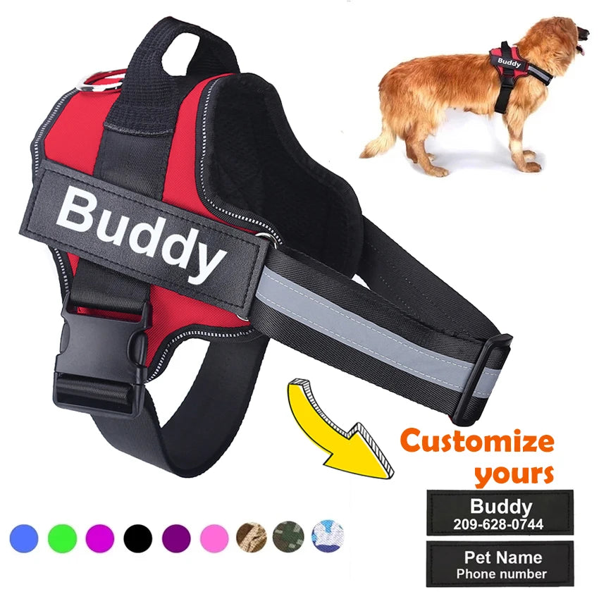 Personalized No-Pull Dog Harness – Reflective Breathable Vest for Small to Large Dogs
