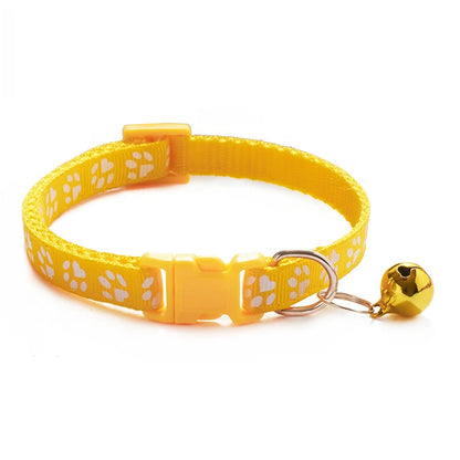 Cat & Dog Bell Collar with Paw Print – Adjustable