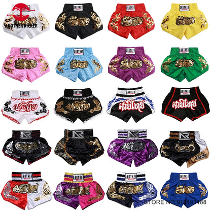 Muay Thai Shorts – Embroidery Kickboxing & Martial Arts Training Pants