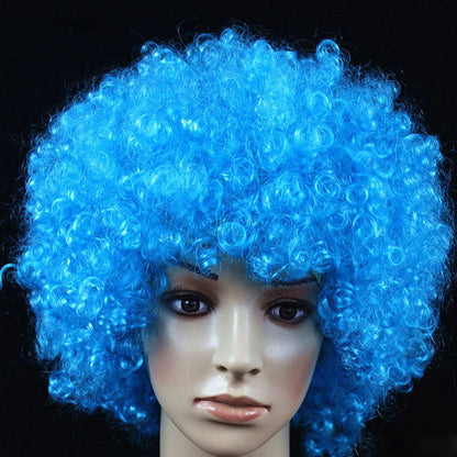 Women Curly Cosplay Wig Short Wavy Hair Colorful Synthetic Daily Party Men Football Fan Wearing Kids