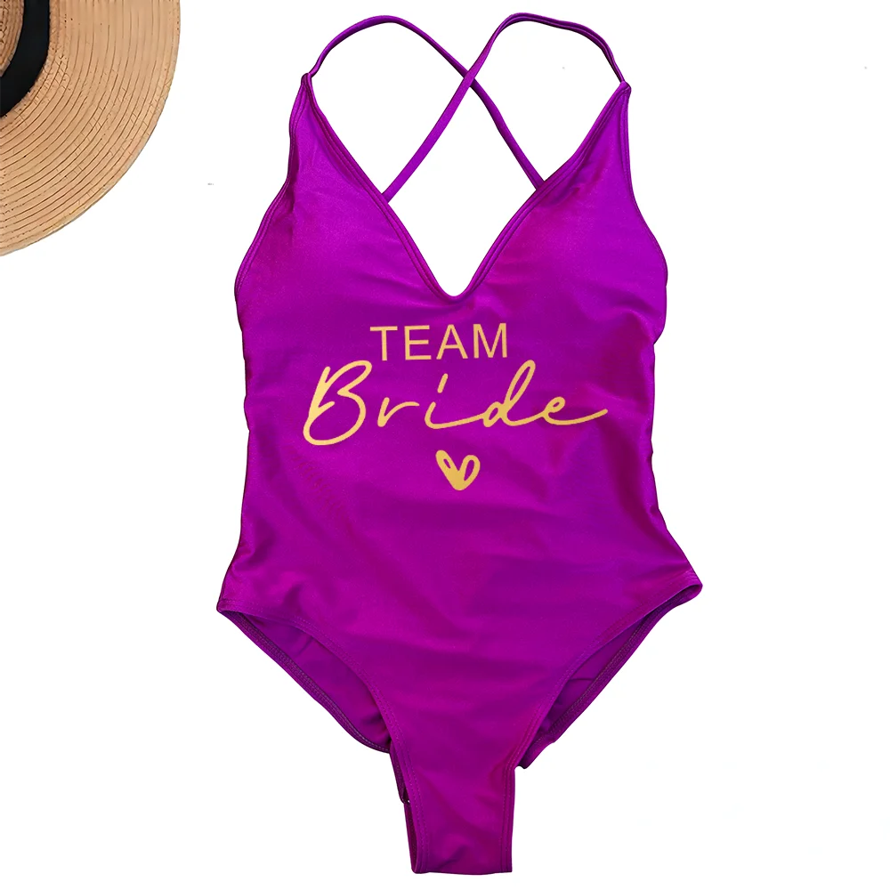 Team Bride One-Piece Swimsuit – Padded Bachelorette Bathing Suit