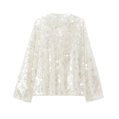Women's Sequin Kimono Jacket – Long Sleeve Wrap Coat
