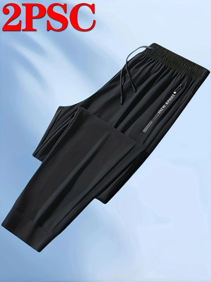 2-Pack Men's Jogger Pants – Stretch Quick-Dry Sweatpants with Zip Pockets