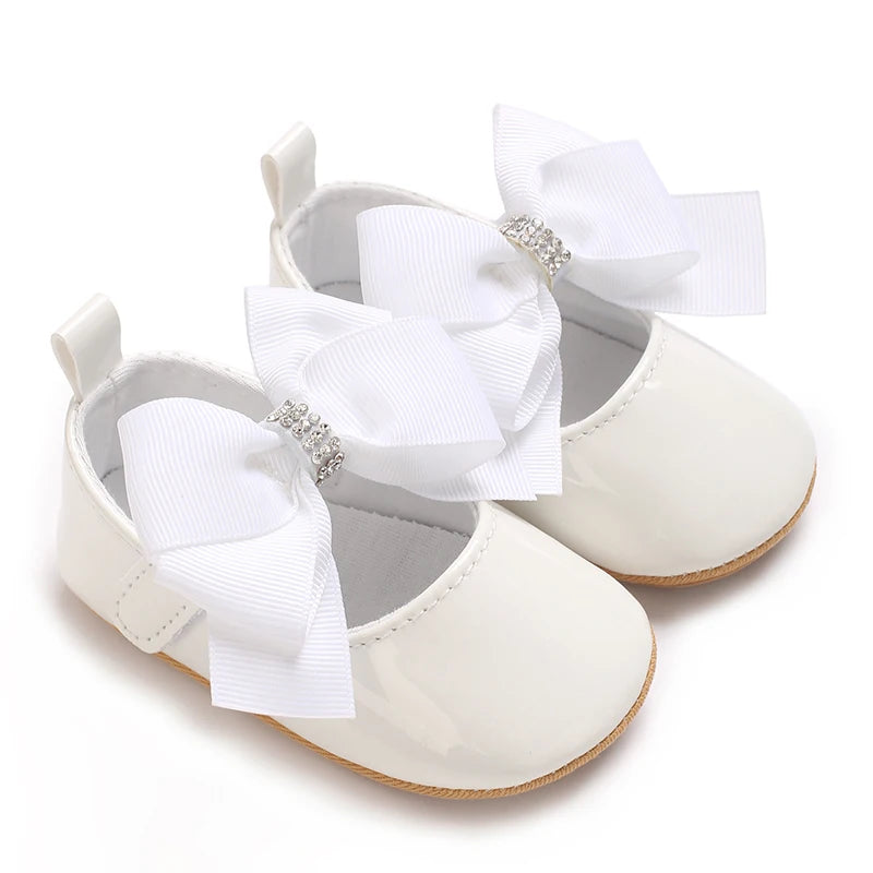 Baby Girl Bow Shoes – Soft Sole Princess Flats