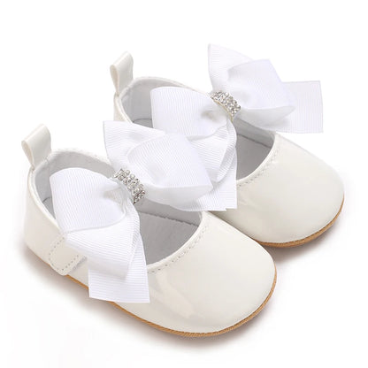 Baby Girl Bow Shoes – Soft Sole Princess Flats