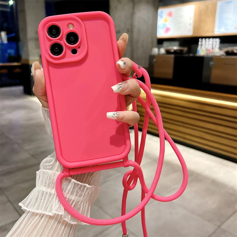 Phone Case Iphone 14 13 15 16 Pro Max 17 Air 16e 12 11 X Xs 8 Plus Se2022 Crossbody Adjustable