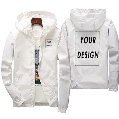Custom Logo Windbreaker Men – Waterproof Hooded Jacket Personalized