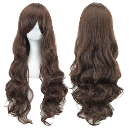 Soowee Curly Long Synthetic Hair Green Wig Hairpiece Pink Black Party Cosplay Wigs Women
