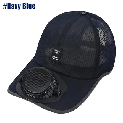 Solar Fan Baseball Cap with USB Charging – Cooling Mesh Hat