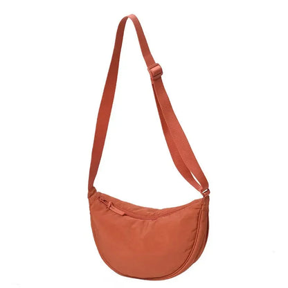 Nylon Crescent Shoulder Bag for Women – Casual Crossbody