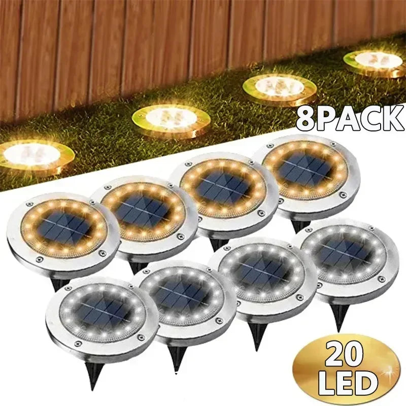 20leds Disk Underground Lamp Spotlight Buried Solar Light Home Garden Lawn Yard Decoration