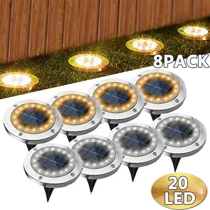 20leds Disk Underground Lamp Spotlight Buried Solar Light Home Garden Lawn Yard Decoration