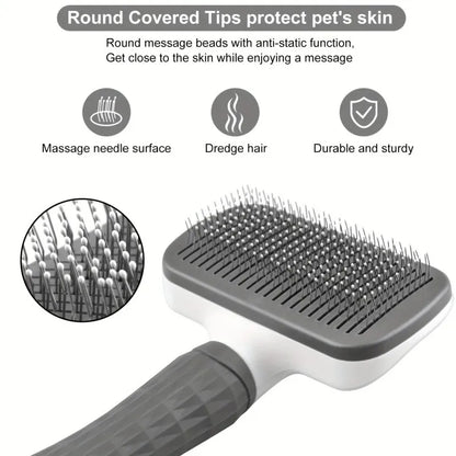 Pet Slicker Brush – Self-Cleaning Detangling Brush for Dogs & Cats