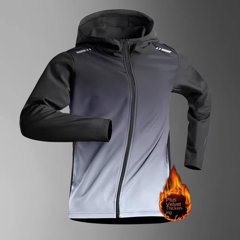 Men's Fleece-Lined Running Jacket – Windbreaker Hoodie