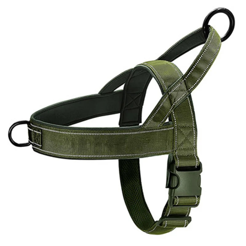 Tactical No-Pull Dog Harness – Adjustable Padded Nylon Vest