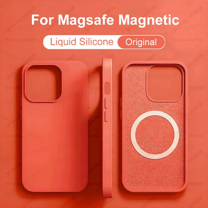 Magsafe Original Magnetic Cases Iphone 15 14 13 12 11 Pro Max Plus Wireless Charge Case Liquid