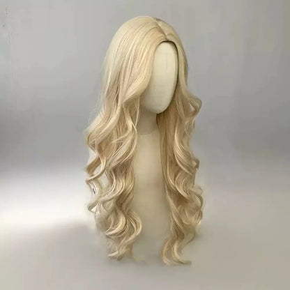 Golden Curly Synthetic Wig Long Hair Party Halloween Cosplay