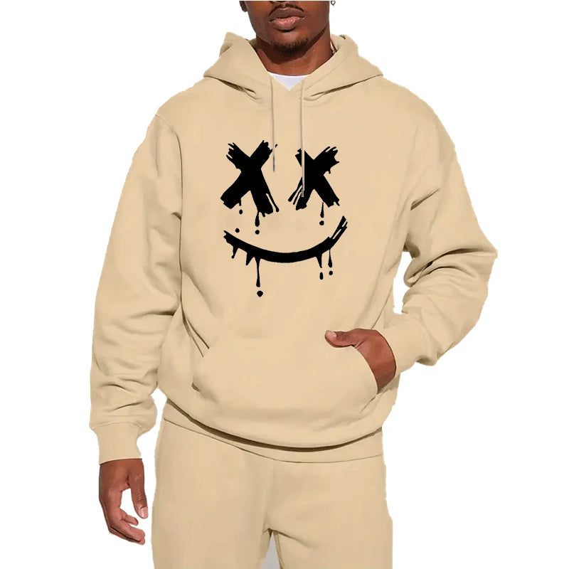 Dripping Smiley Face Heavyweight Hoodie Casual Pullover