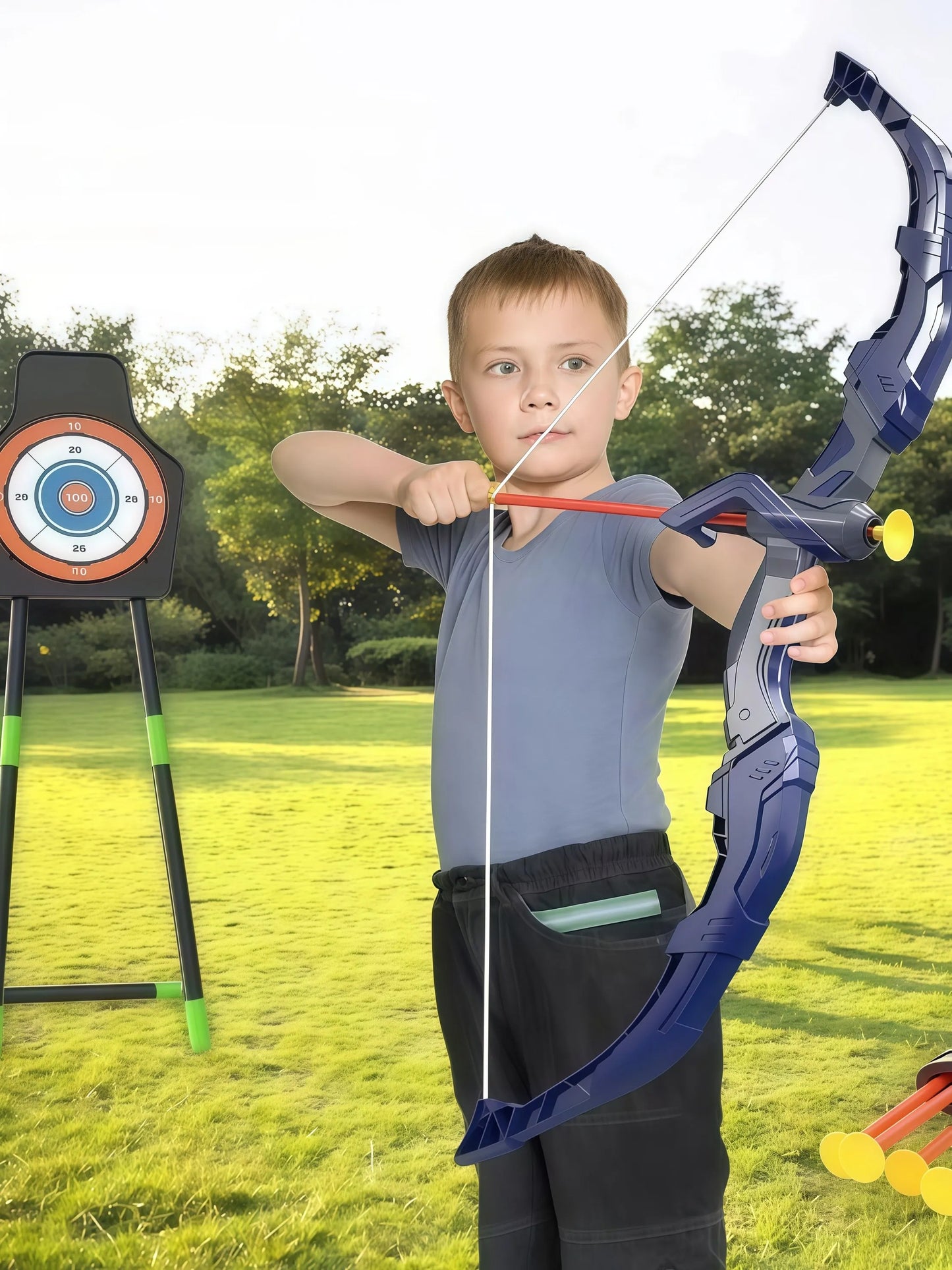 Kids LED Light-Up Bow and Arrow Archery Toy Set