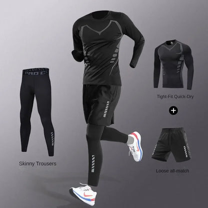 Men's Quick-Dry Compression Fitness Set – 3 to 7 Piece Running Suit