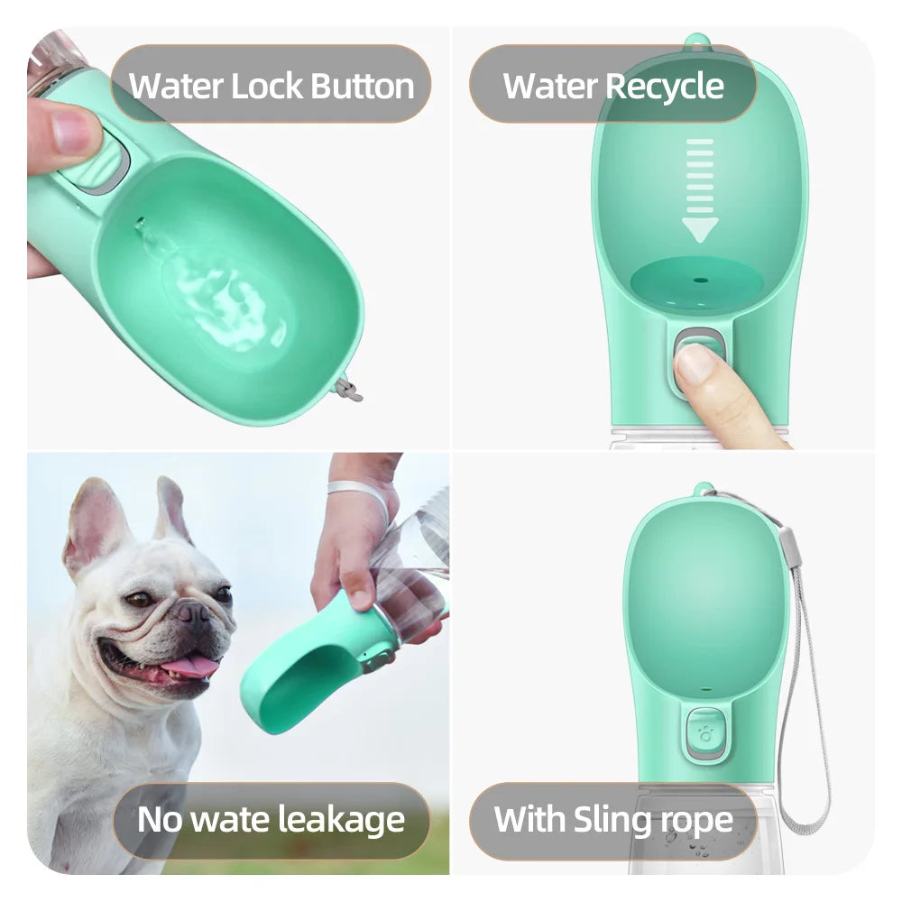 Portable Dog Water Bottle with Drinking Bowl – Leakproof Travel Pet Dispenser