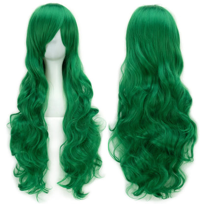 Soowee Curly Long Synthetic Hair Green Wig Hairpiece Pink Black Party Cosplay Wigs Women