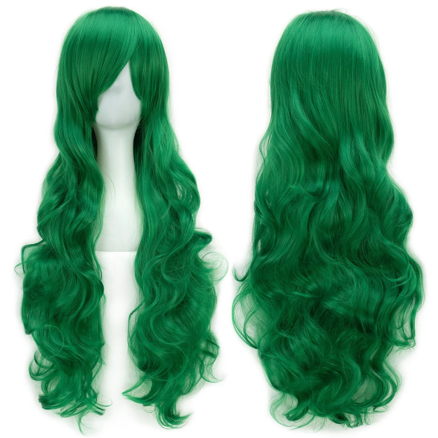 Soowee Curly Long Synthetic Hair Green Wig Hairpiece Pink Black Party Cosplay Wigs Women
