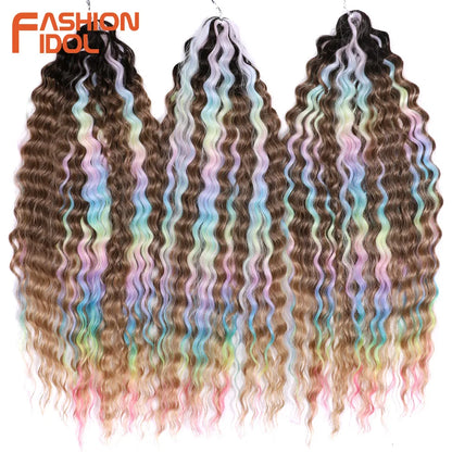 Idol 300g 22 Inch Ariel Curl Hair Water Wave Twist Crochet Synthetic Ombre Rainbow Color Braiding