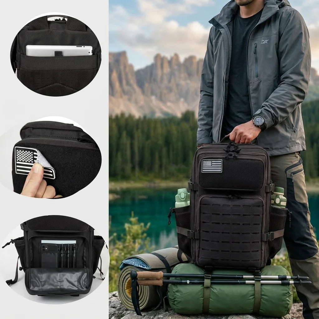 45L Tactical Backpack – MOLLE Hiking & Camping Bag for Men