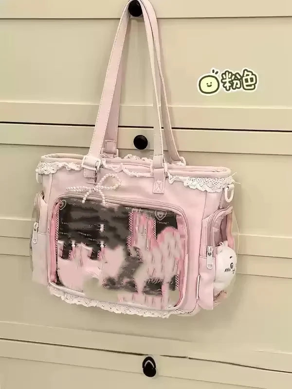 Ita Bag Large Capacity – Kawaii Anime Crossbody Bag with Clear Lace Window