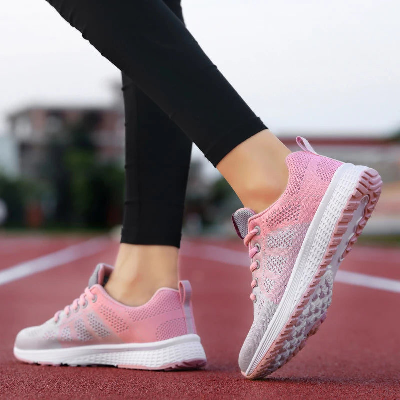 Women's Mesh Sport Sneakers – Lightweight Lace-Up Running Shoes