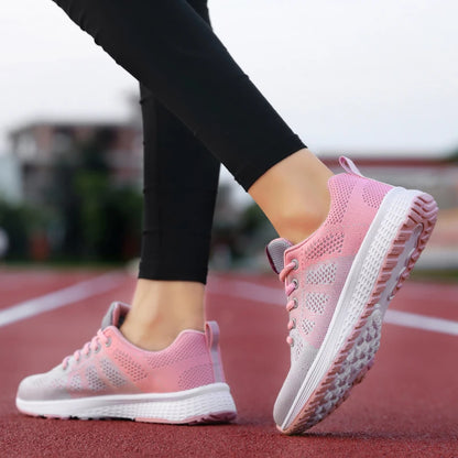Women's Mesh Sport Sneakers – Lightweight Lace-Up Running Shoes
