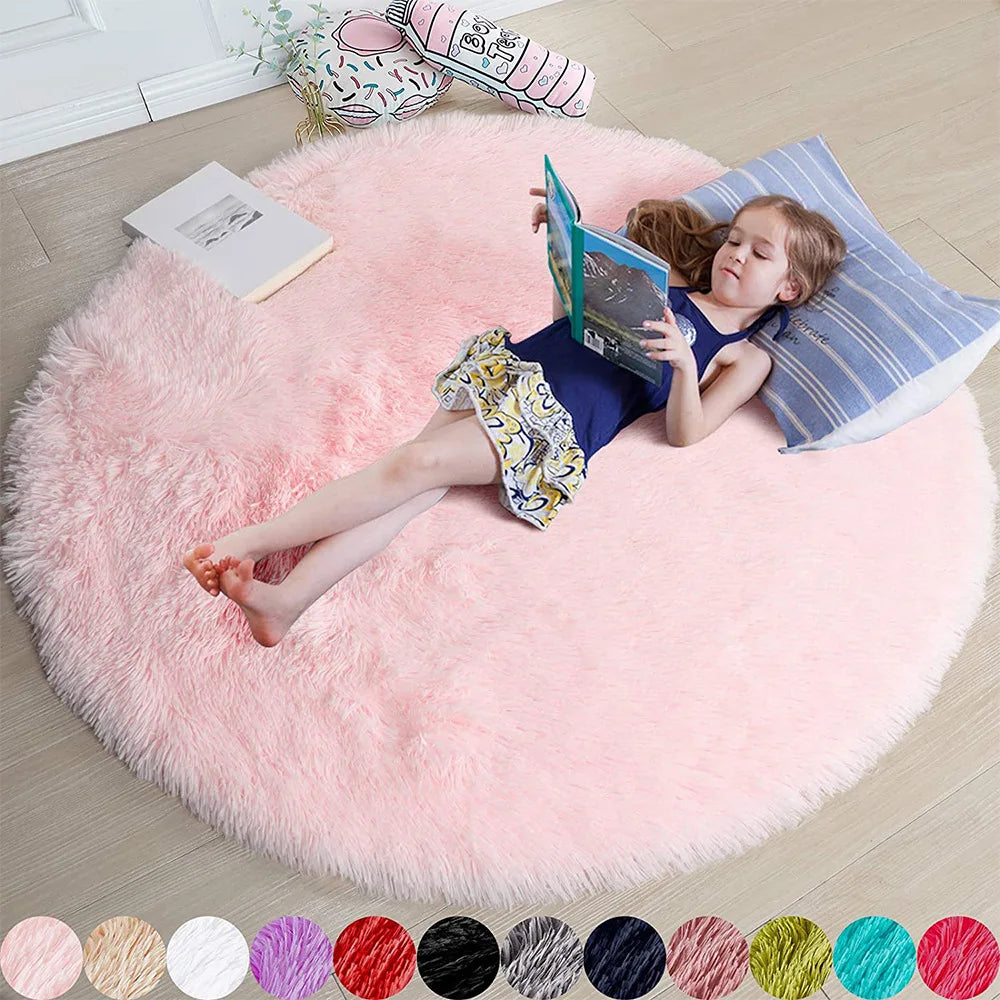 Fluffy Round Shag Rug for Kids Girls Bedroom & Nursery